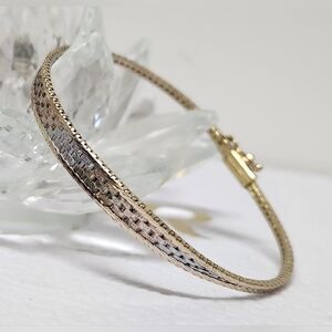 Italian Silver 925 Textured Brick Link Graduated Bracelet VINTAGE